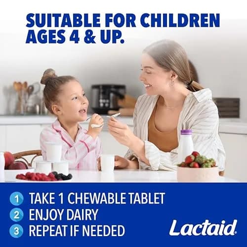 Lactaid Fast Act Chewables Vanilla Twist 60 Ct | Digestive Enzyme Tablets for Kids and Adults thumbnail 6