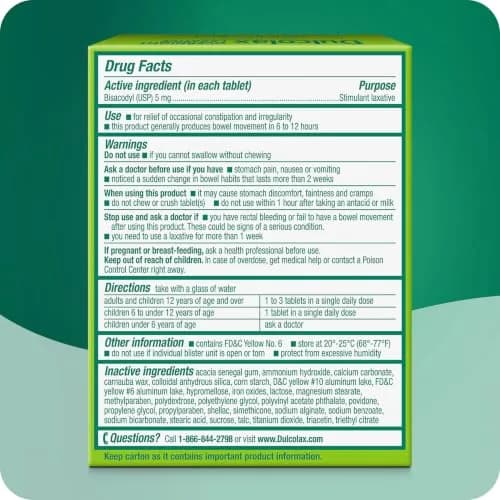 Dulcolax Stimulant Laxative Tablets 5 mg (50 Count) | Gentle Overnight Relief thumbnail 3