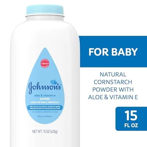 Johnson's Baby Powder with Cornstarch, Aloe & Vitamin E, 425 ml (15 oz) | Gentle Moisture Absorption for Delicate Skin thumbnail 4