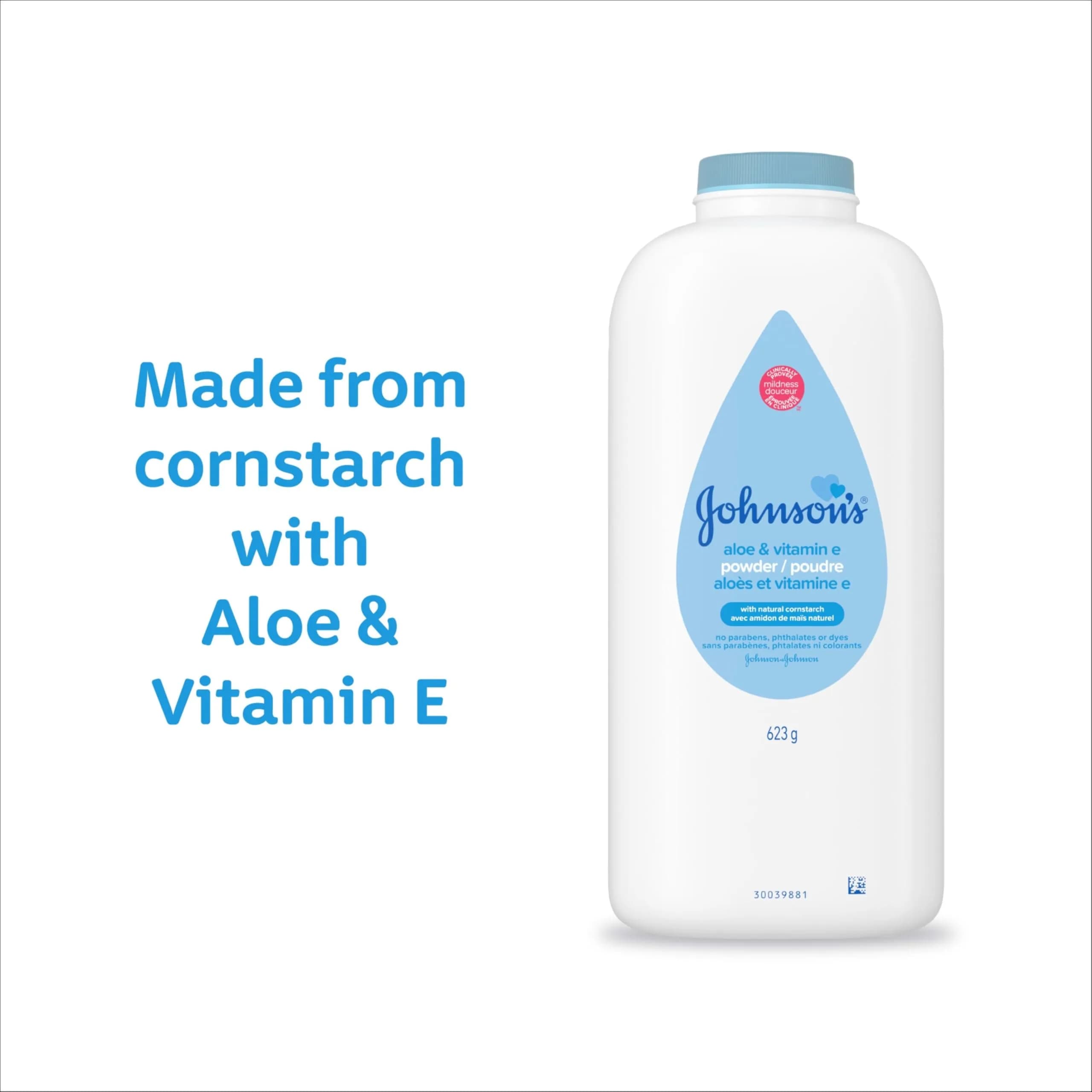 Johnson's Baby Powder with Cornstarch, Aloe & Vitamin E, 425 ml (15 oz) | Gentle Moisture Absorption for Delicate Skin - view 5