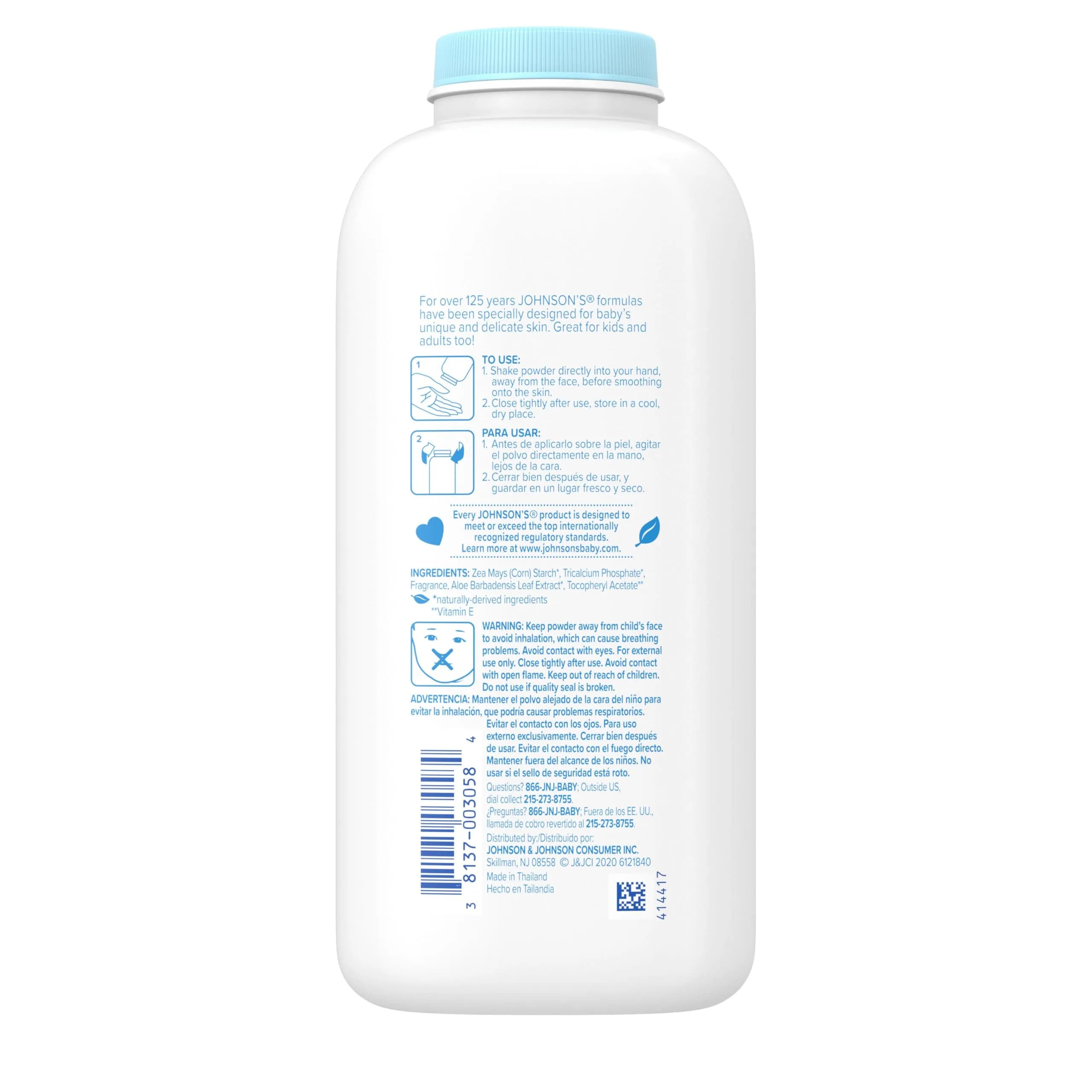 Johnson's Baby Powder with Cornstarch, Aloe & Vitamin E, 425 ml (15 oz) | Gentle Moisture Absorption for Delicate Skin - view 6