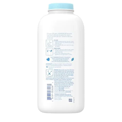 Johnson's Baby Powder with Cornstarch, Aloe & Vitamin E, 425 ml (15 oz) | Gentle Moisture Absorption for Delicate Skin thumbnail 6