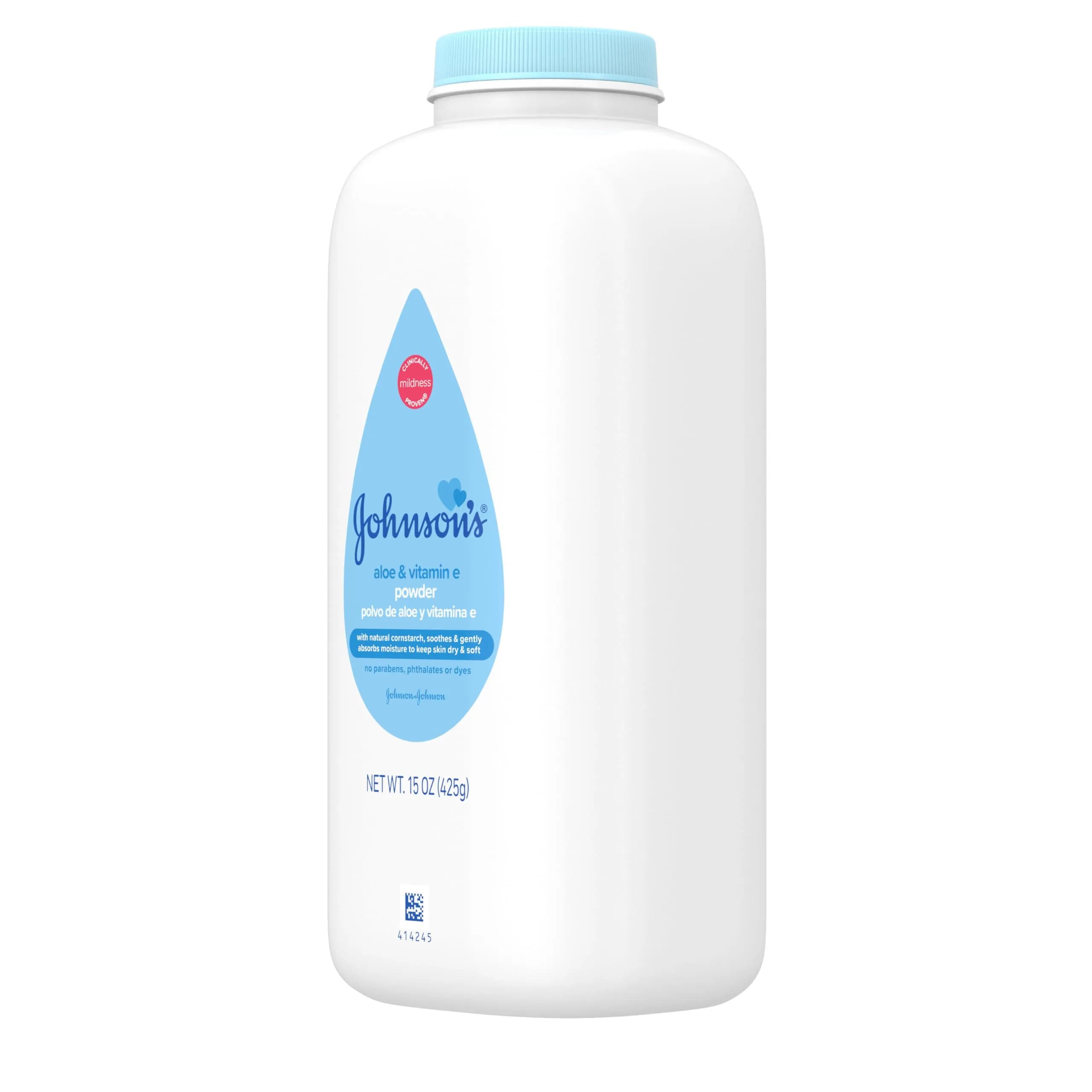 Johnson's Baby Powder with Cornstarch, Aloe & Vitamin E, 425 ml (15 oz) | Gentle Moisture Absorption for Delicate Skin - view 7