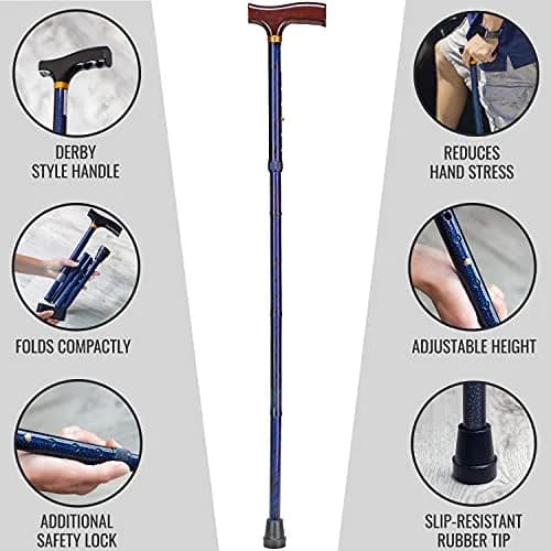 DMI Lightweight Adjustable Designer Single Point Cane | Cyclone Blue, 33-37 Inch Height, 250 lb Capacity thumbnail 7