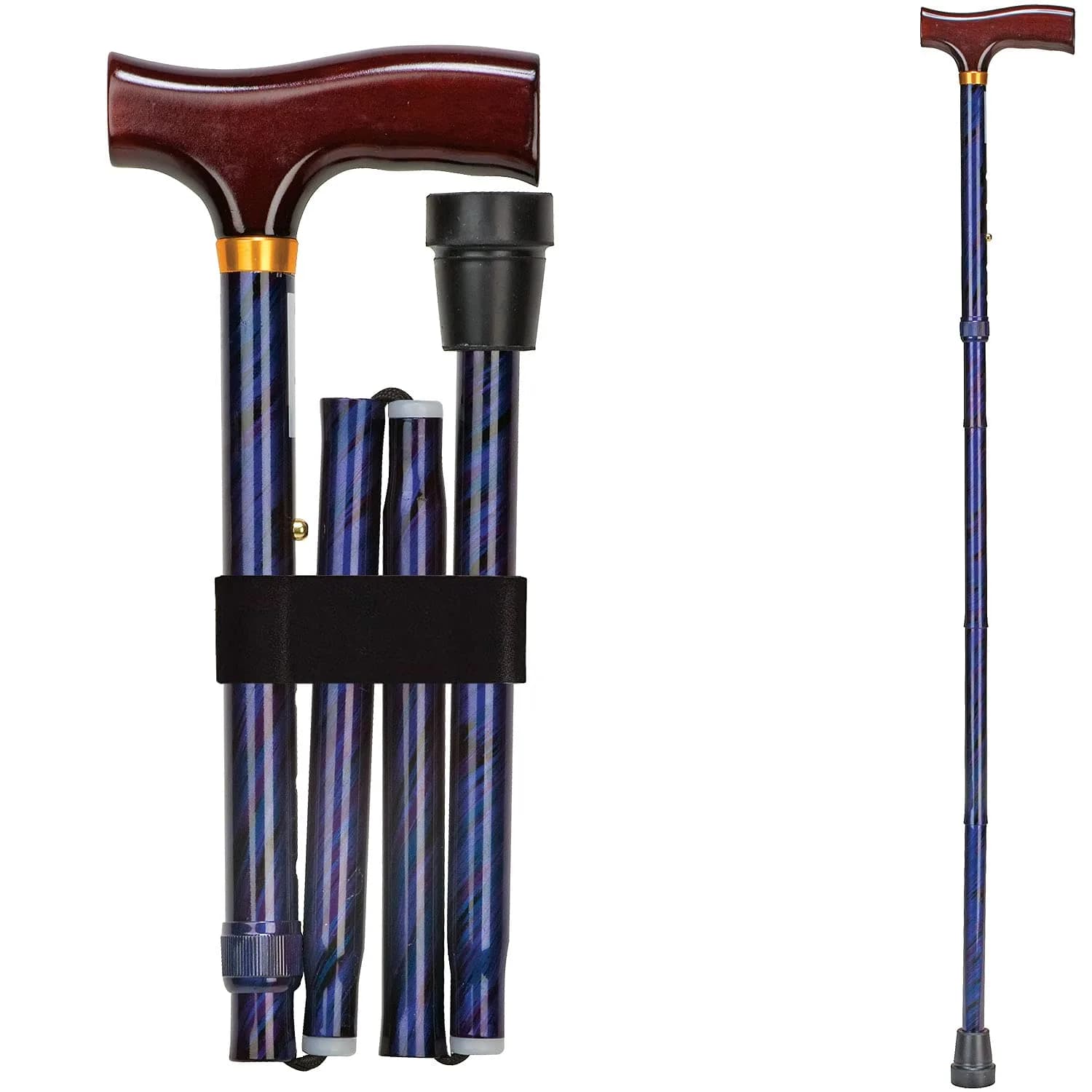 DMI Lightweight Adjustable Designer Single Point Cane | Cyclone Blue, 33-37 Inch Height, 250 lb Capacity - main product image