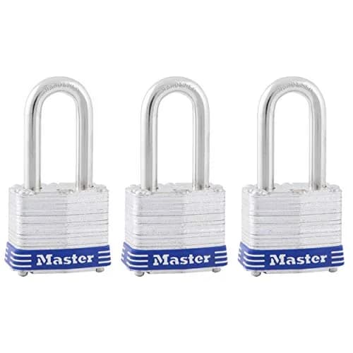 Master Lock Keyed Padlock 1-1/2-inch Shackle | Laminated Steel Body & Hardened Shackle thumbnail 1