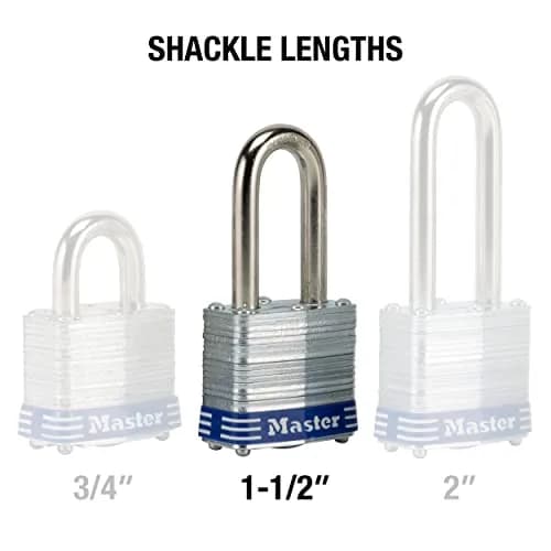 Master Lock Keyed Padlock 1-1/2-inch Shackle | Laminated Steel Body & Hardened Shackle thumbnail 5