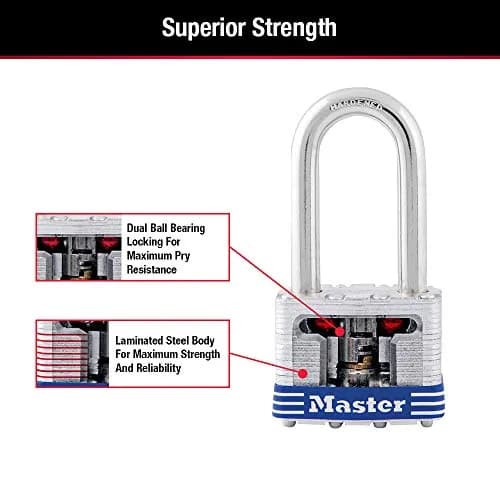 Master Lock Keyed Padlock 1-1/2-inch Shackle | Laminated Steel Body & Hardened Shackle thumbnail 6