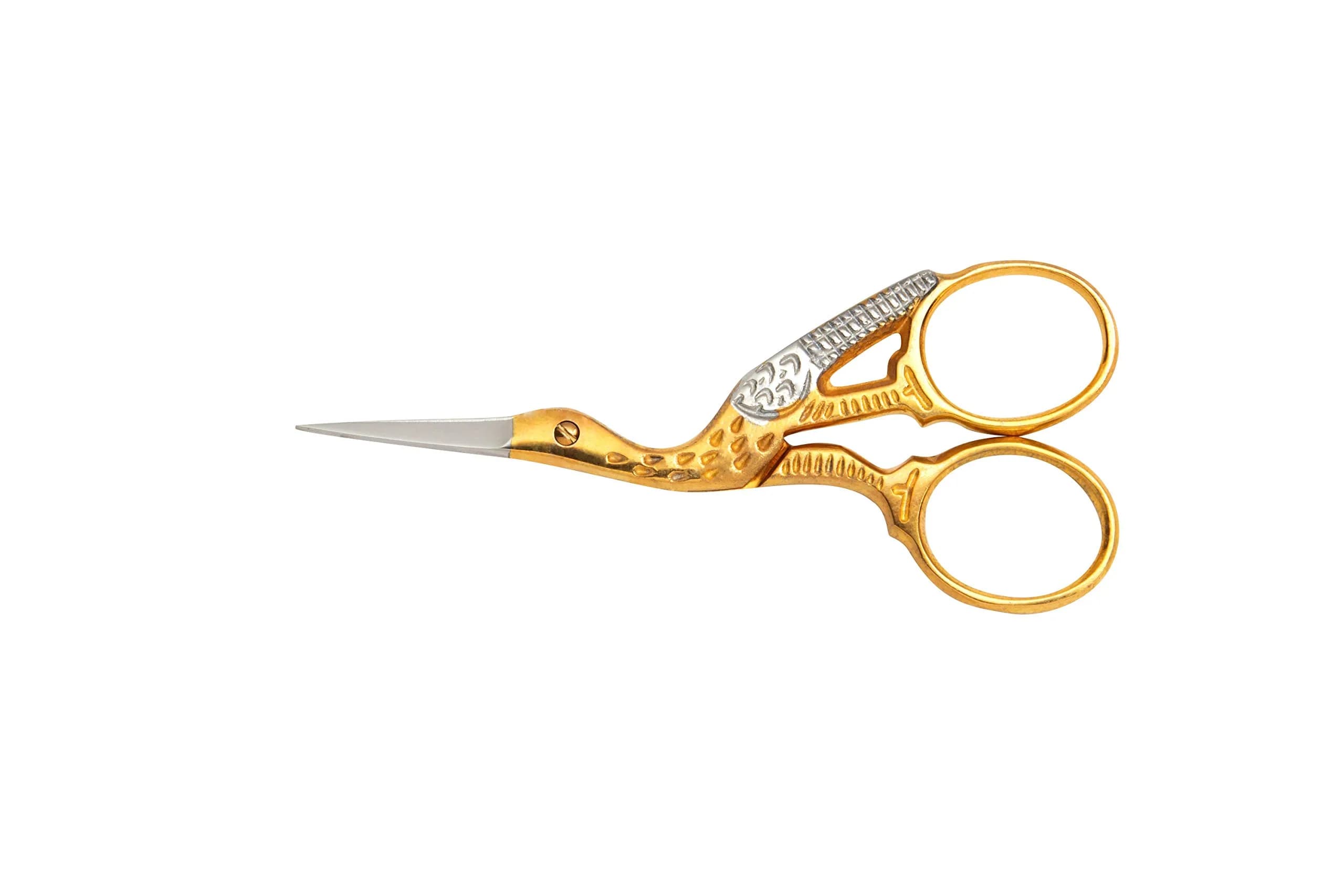 Mundial Classic Forged 3.5" Stork Embroidery Scissors with Gold-Plated Handles | Precision Cutting for Needlework — Gold Plated