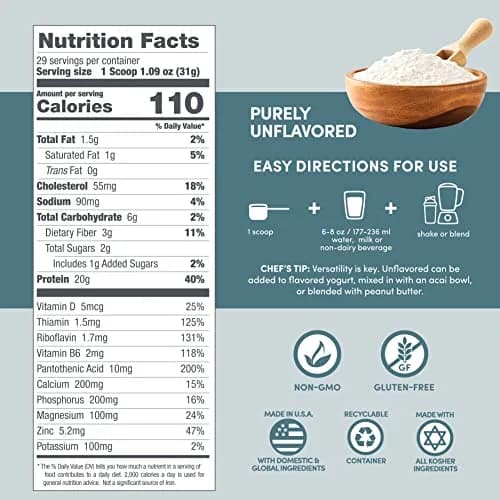 Designer Wellness Unflavored Whey Protein Powder 2 lb | Supports Lean Muscle & Recovery thumbnail 5