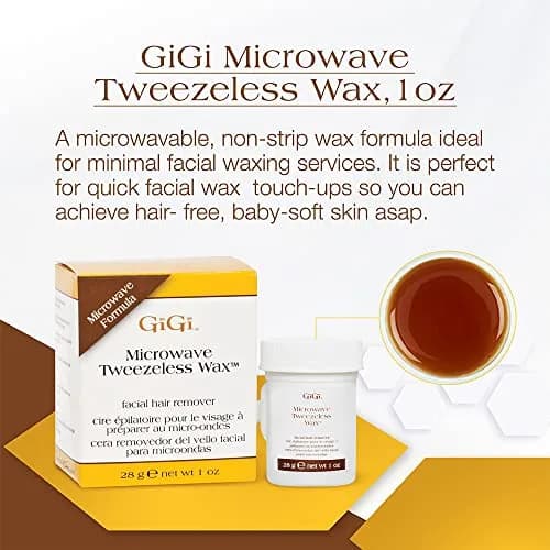 GiGi Microwave Tweezeless Wax - Honey Facial Hair Remover 29.5ml (1 oz) | Gentle Exfoliation for Smooth Skin thumbnail 2