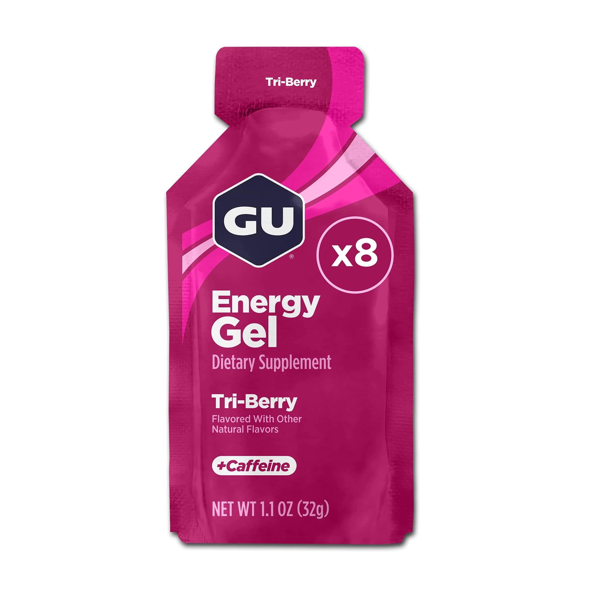 GU Energy Original Sports Nutrition Energy Gel Tri-Berry 8-Count | Vegan, Gluten-Free, Kosher, Dairy-Free Energy - main product image