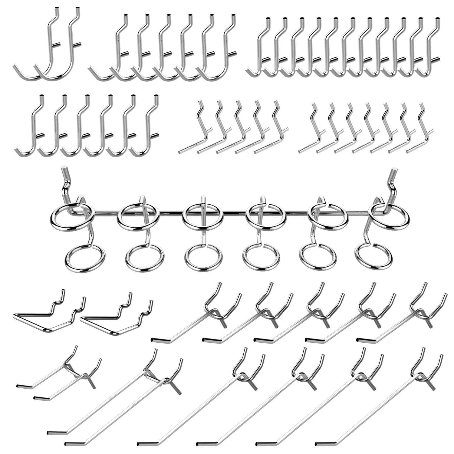 Hiltex 50-Piece Heavy Duty Pegboard Hook Assortment Set | Organize Tools, Garage, Workshops - main product image