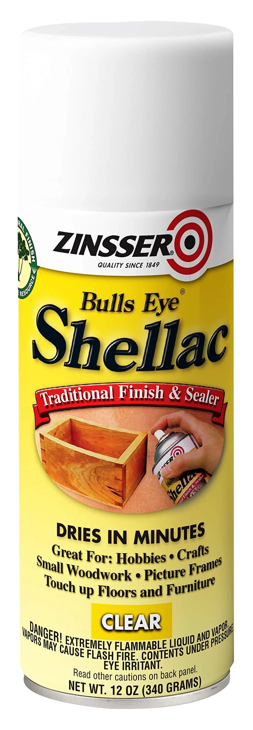 Zinsser Bulls Eye Shellac Spray Clear 355ml (12oz) | Blocks Odors & Seals Surfaces - main product image