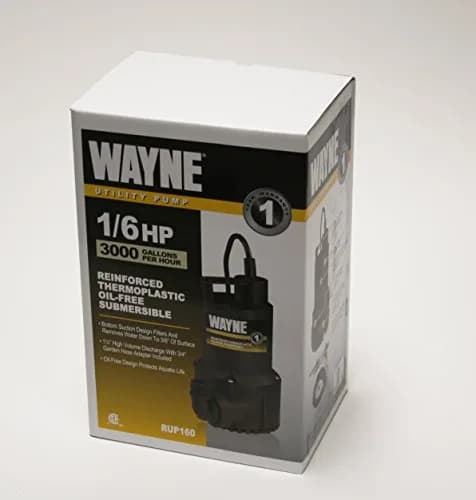 Wayne RUP160-1/6 HP Reinforced Thermoplastic Submersible Multi-Use Pump - Up to 3,100 GPH, Heavy Duty thumbnail 2