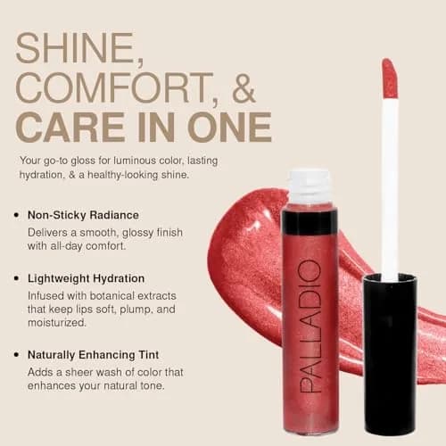 Palladio Lip Gloss 0.24 Fl Oz | Hydrating, Intense Color, Vitamin E & Aloe, Softens Lips, Shiny Finish thumbnail 5