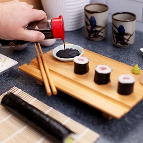 Joyce Chen Bamboo Sushi Board Set 6" x 10.5" | Elegant Bamboo Sushi Platter for Indian Hosts thumbnail 6