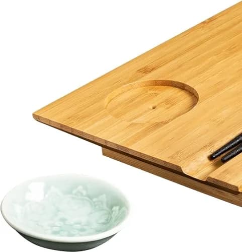 Joyce Chen Bamboo Sushi Board Set 6" x 10.5" | Elegant Bamboo Sushi Platter for Indian Hosts thumbnail 2