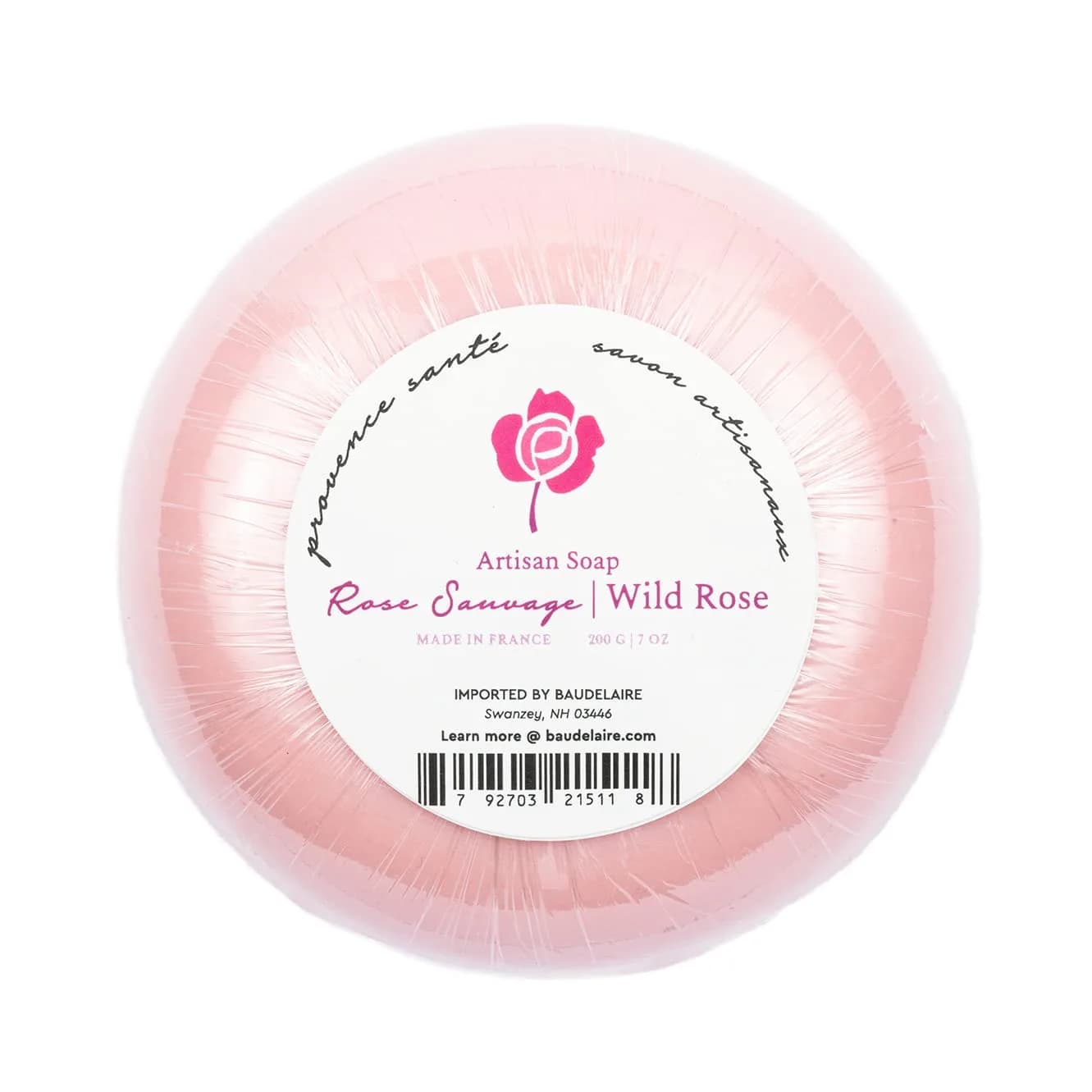 Provence Sante Luxury French Bath Bar - Moisturizing Shea Butter - Triple-milled Wild Rose Fragrance, 7 oz (198 g) | Pure Vegetable Soap with White Clay - main product image