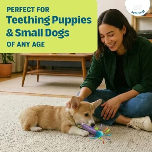 Pupstages Cool Teething Stick Dental Dog Chew Toy, Soak & Freeze, 8.5" | Icy Comfort & Chewing Relief for Puppies thumbnail 2