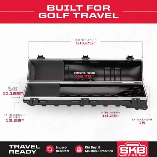 SKB Staff ATA Hard Shell Plastic Golf Travel Case for Cart Bags with Wheels | Impact-Resistant, TSA Lock, Lightweight thumbnail 3