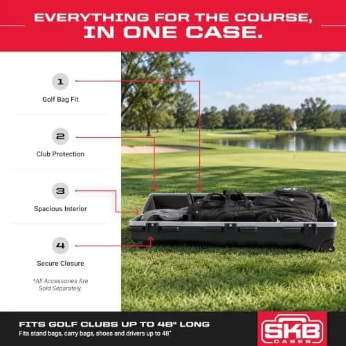 SKB Staff ATA Hard Shell Plastic Golf Travel Case for Cart Bags with Wheels | Impact-Resistant, TSA Lock, Lightweight thumbnail 4