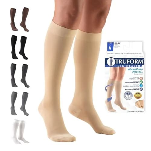 Truform 20-30 mmHg Compression Stockings for Men and Women | Knee High, Beige, 3X-Large thumbnail 1
