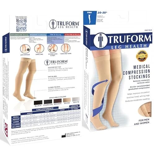 Truform 20-30 mmHg Compression Stockings for Men and Women | Knee High, Beige, 3X-Large thumbnail 3