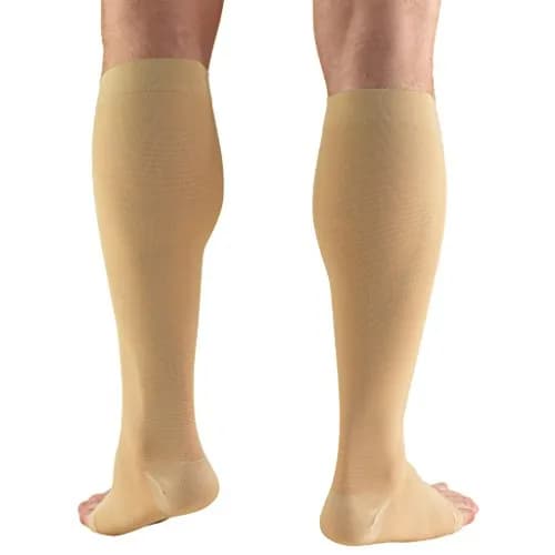 Truform 20-30 mmHg Compression Stockings for Men and Women | Knee High, Open Toe, Beige, Large thumbnail 5