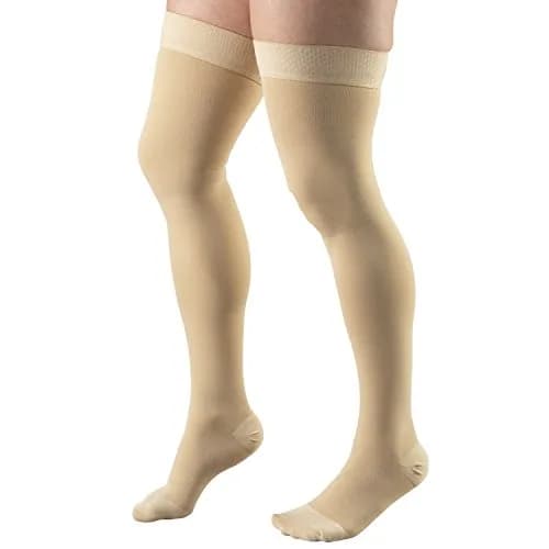 Truform 20-30 mmHg Compression Stockings for Men and Women, Thigh High, Beige, Large thumbnail 6