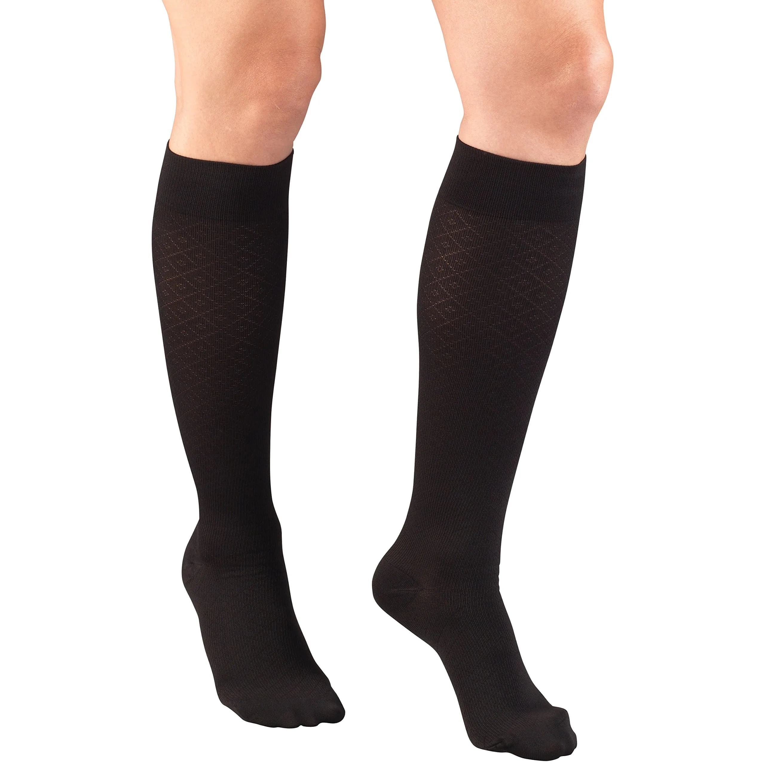 Truform Compression Socks, 15-20 mmHg, Women's Dress Socks, Knee High Over Calf Length, Black, Medium | Graduated Support for Leg Comfort — Black