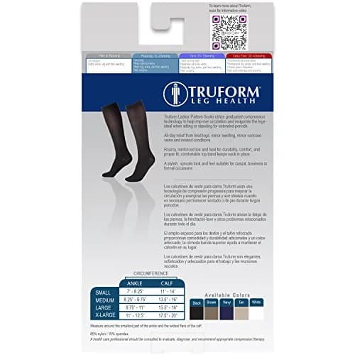 Truform Compression Socks, 15-20 mmHg, Women's Dress Socks, Knee High Over Calf Length, Black, Medium | Graduated Support for Leg Comfort thumbnail 8
