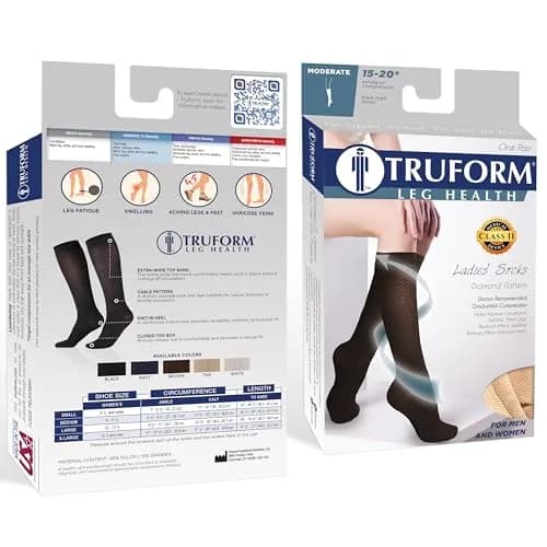 Truform Compression Socks, 15-20 mmHg, Women's Dress Socks, Knee High Over Calf Length, Black, Medium | Graduated Support for Leg Comfort thumbnail 3