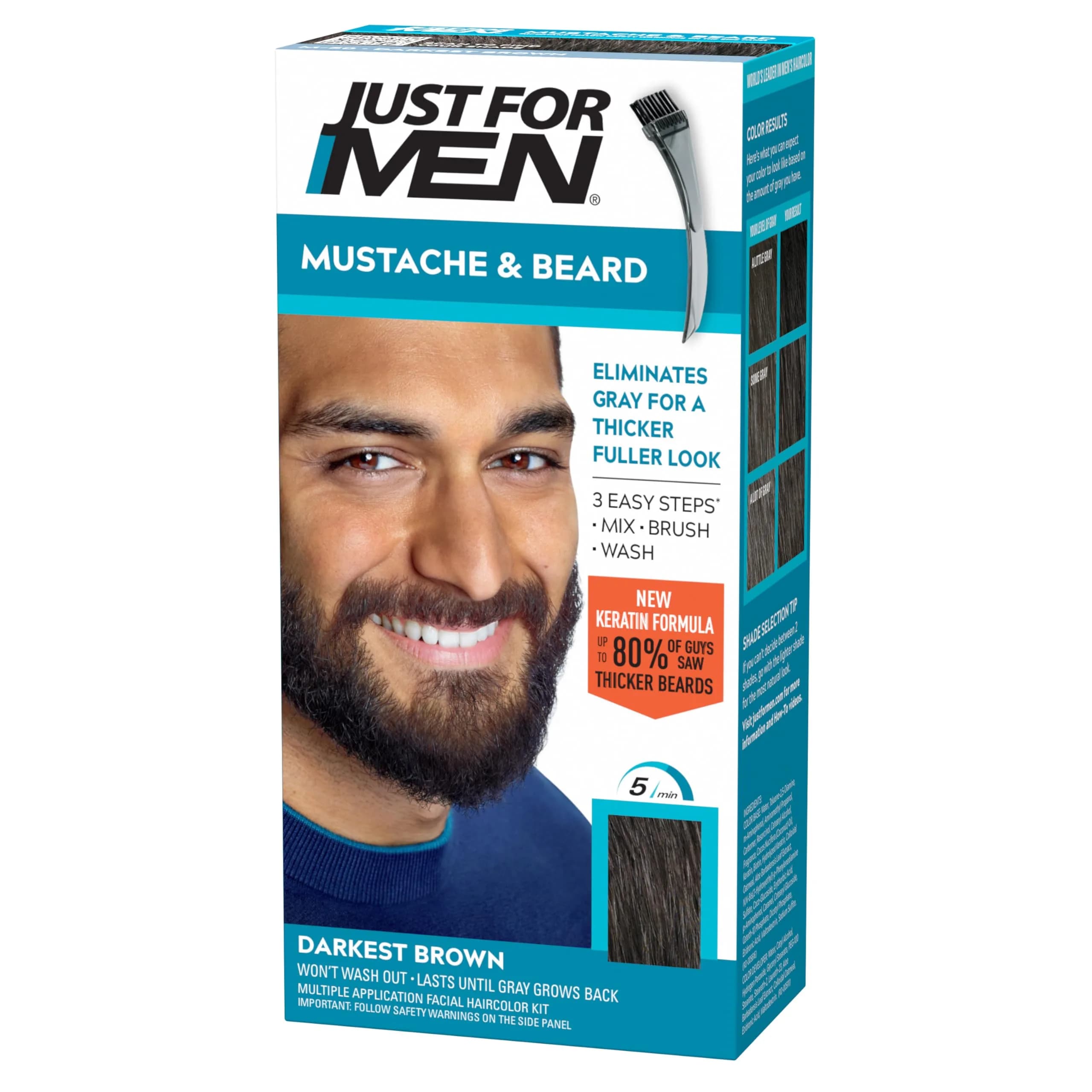 Just For Men Mustache & Beard Darkest Brown M-50 | Ammonia-Free Facial Hair Coloring - main product image