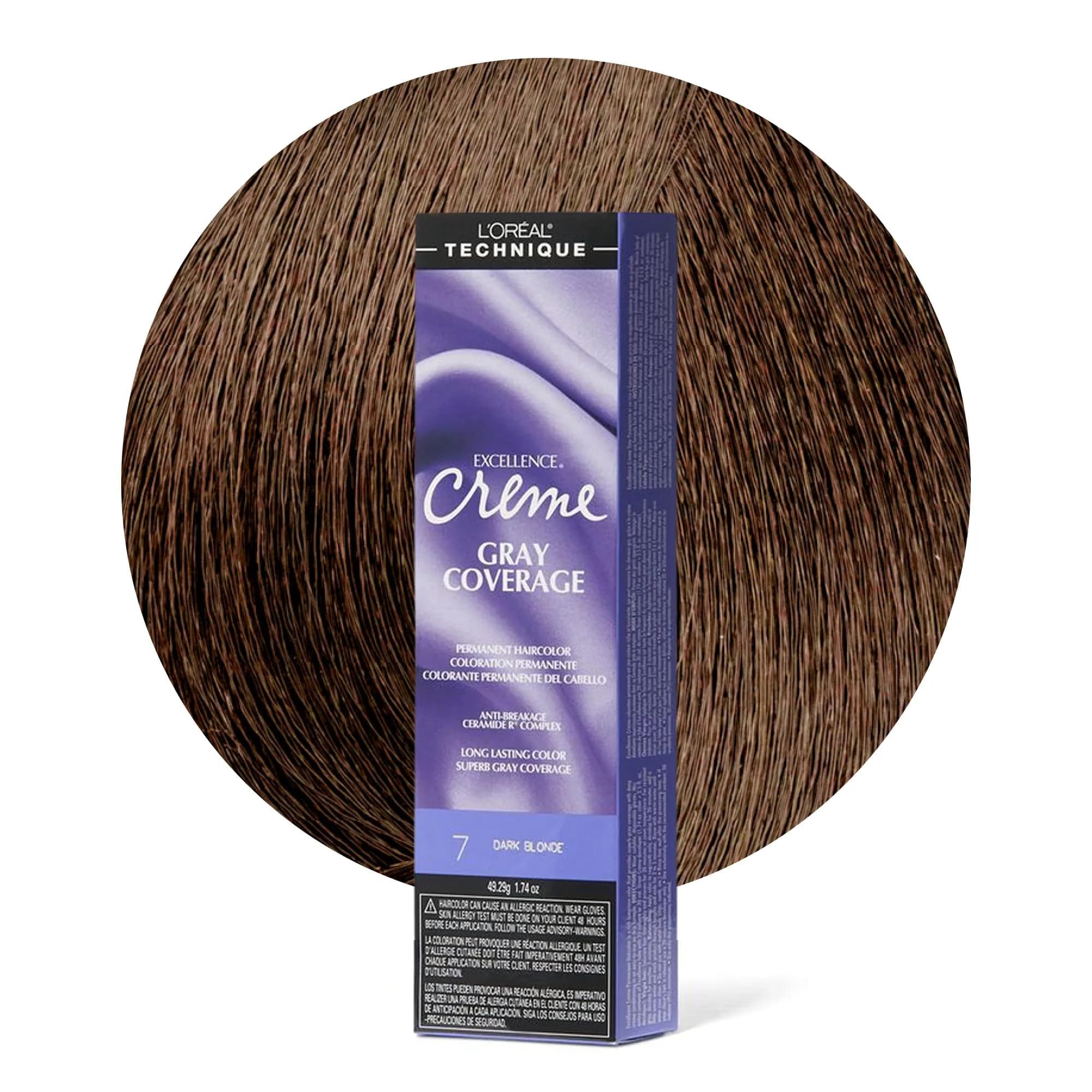 L'Oréal Technique Excellence Crème Permanent Hair Color 7 Dark Blonde 50ml (1.74 Fl Oz) | Superb Gray Coverage — 7 Dark Blonde