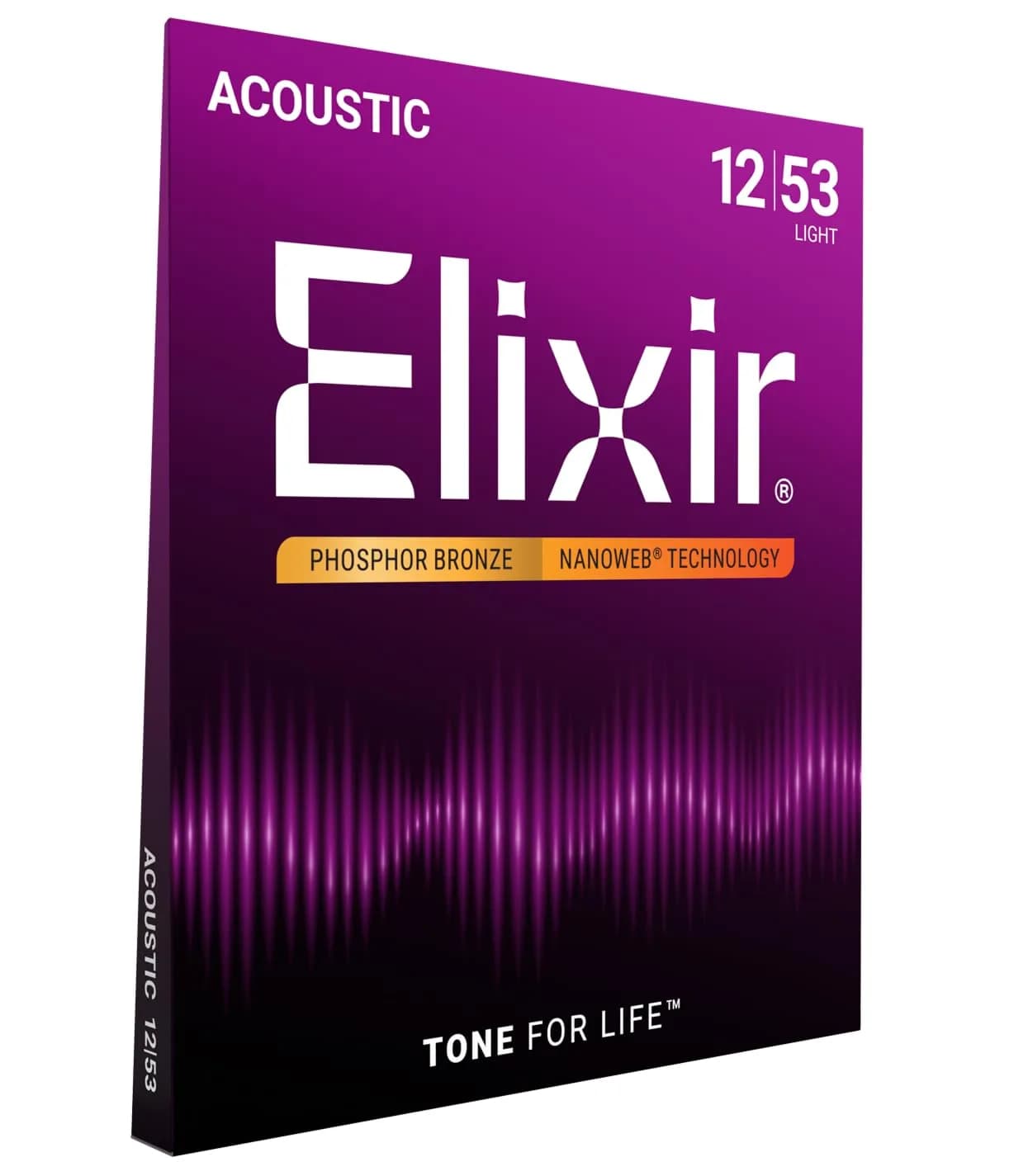 Elixir Phosphor Bronze NANOWEB Acoustic Guitar Strings, Light/Medium 12-56 | Longest-Lasting Tone — Bronze