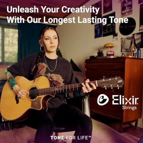 Elixir Acoustic Guitar Strings Phosphor Bronze NANOWEB 6-String Medium 13-56 | Longest-Lasting Tone thumbnail 5