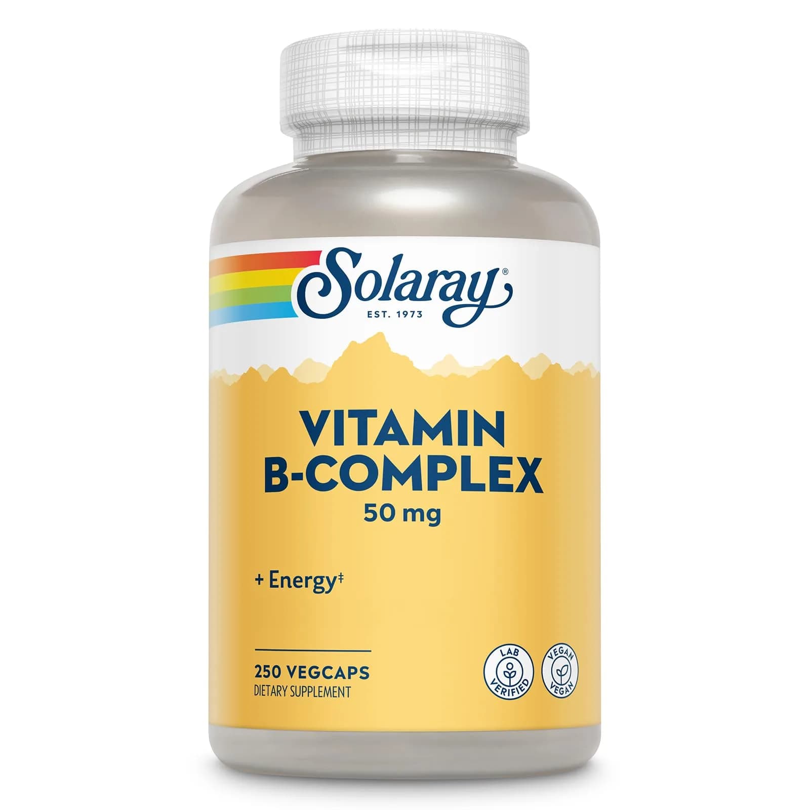 SOLARAY Vitamin B Complex 50 mg | Cellular Energy & Nerve Support (250 VegCaps) — No Color