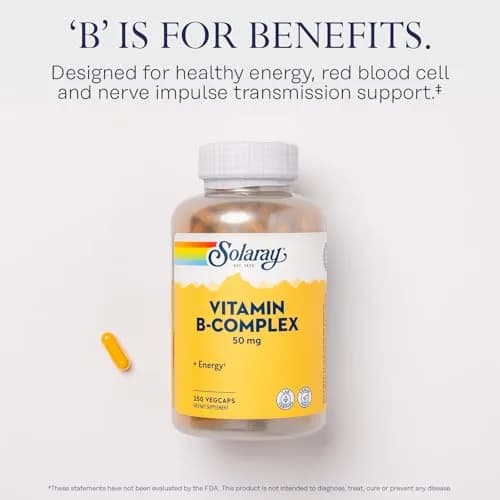 SOLARAY Vitamin B Complex 50 mg | Cellular Energy & Nerve Support (250 VegCaps) thumbnail 3