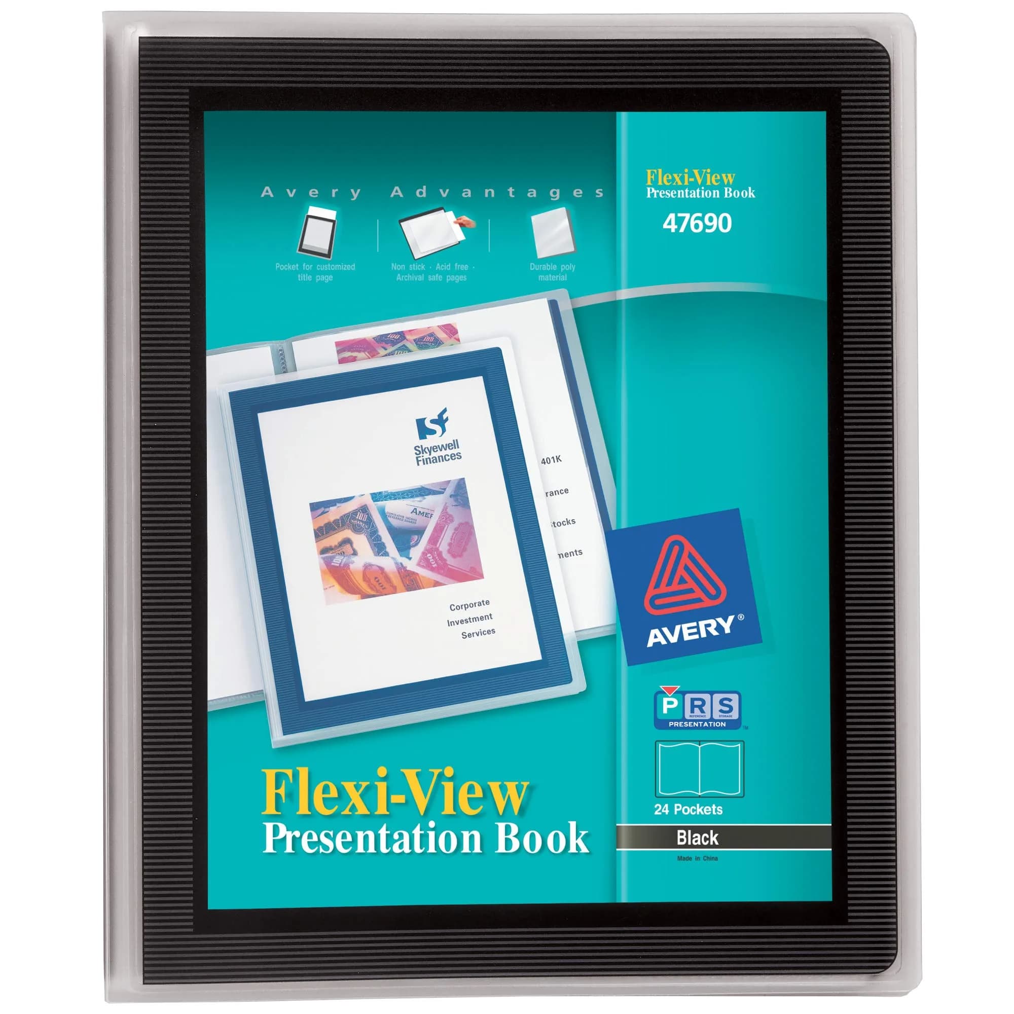 Avery Flexi-View Presentation Book, Clear Front Window, 24 Non-Stick Pages, Black Cover | Professional Document Organizer — Multi