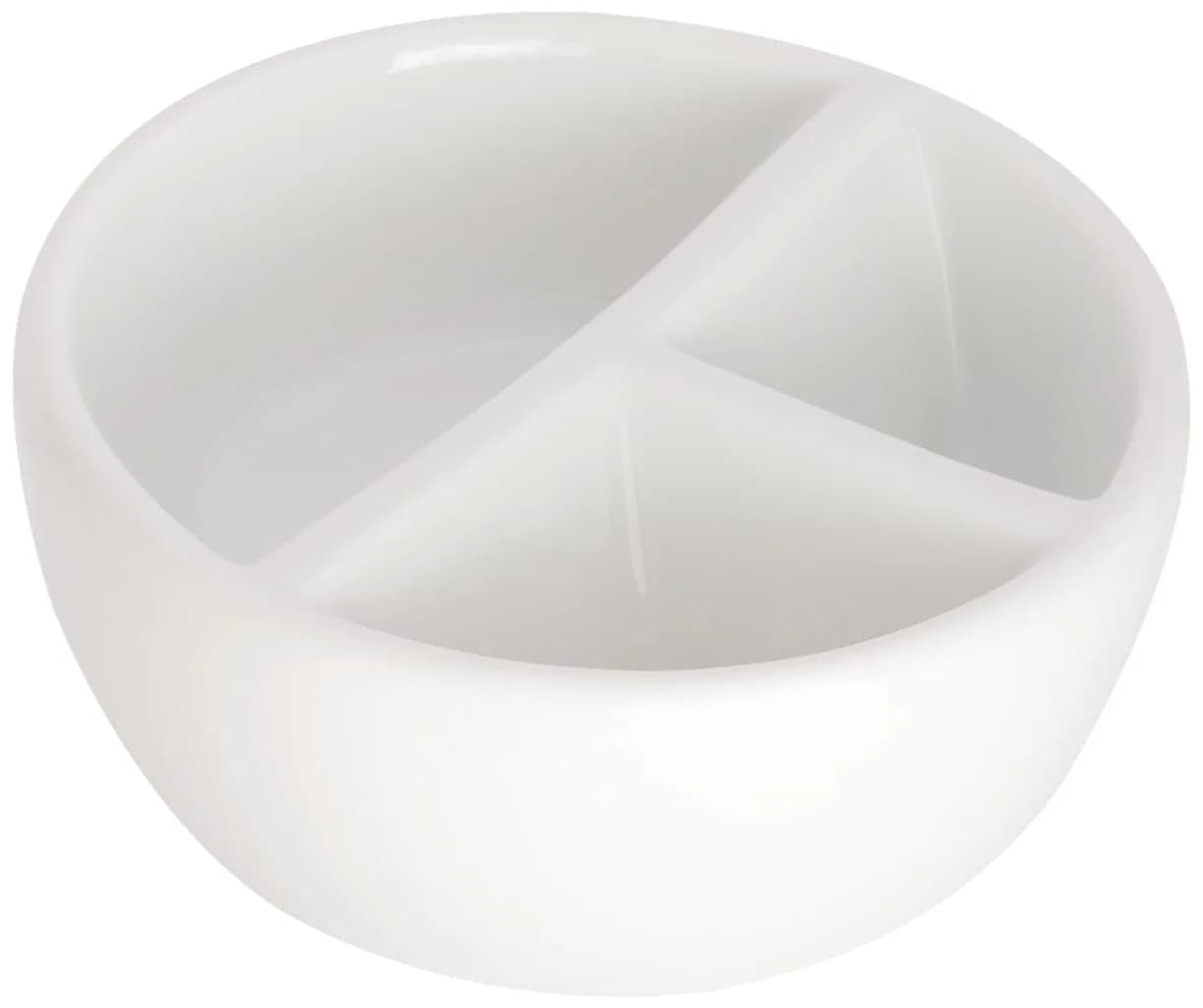 Jack Richeson Porcelain Palette 3 Well Round Mixing Bowl | Hand Glazed White Art Supply (6" Dia x 2-5/8" H)