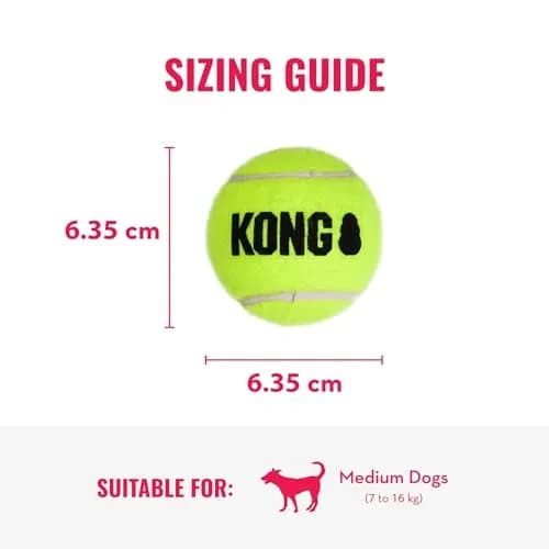 KONG Squeakair Balls Dog Toy Premium Squeak Tennis Balls Gentle on Teeth for Medium Dogs (3 Pack, Yellow) thumbnail 4