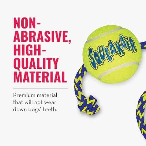 KONG Squeakair Balls Dog Toy Premium Squeak Tennis Balls Gentle on Teeth for Medium Dogs (3 Pack, Yellow) thumbnail 6