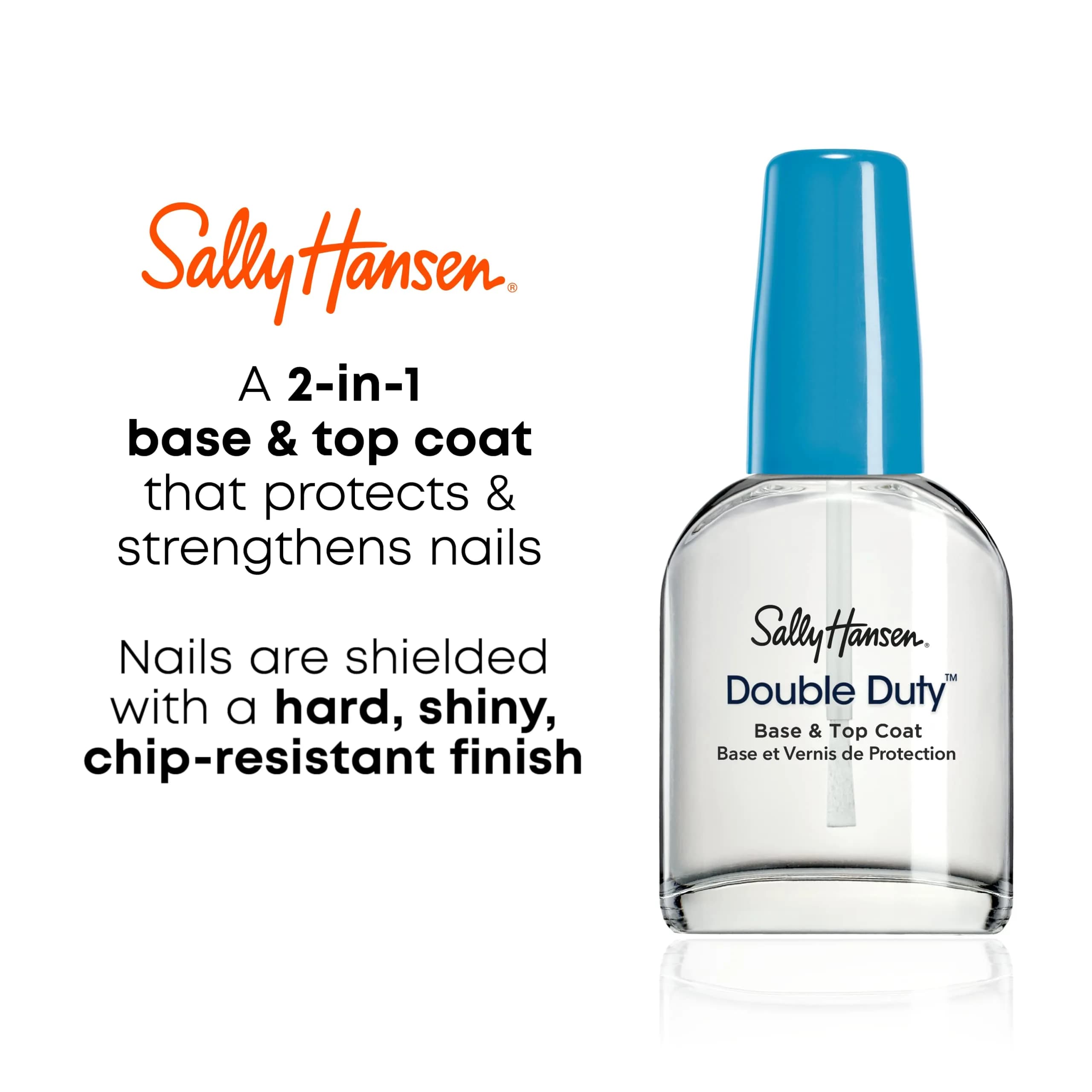 Sally Hansen Double Duty Base and Top Coat 13ml (0.45 Fl Oz) | Chip-Resistant Shine & Strength - view 2