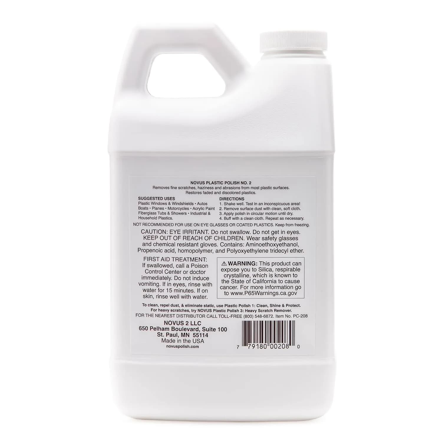 Novus 7072 Fine Scratch Remover #2 | 1893 ml (64 Fl Oz) | Restores Plastic Clarity - view 8
