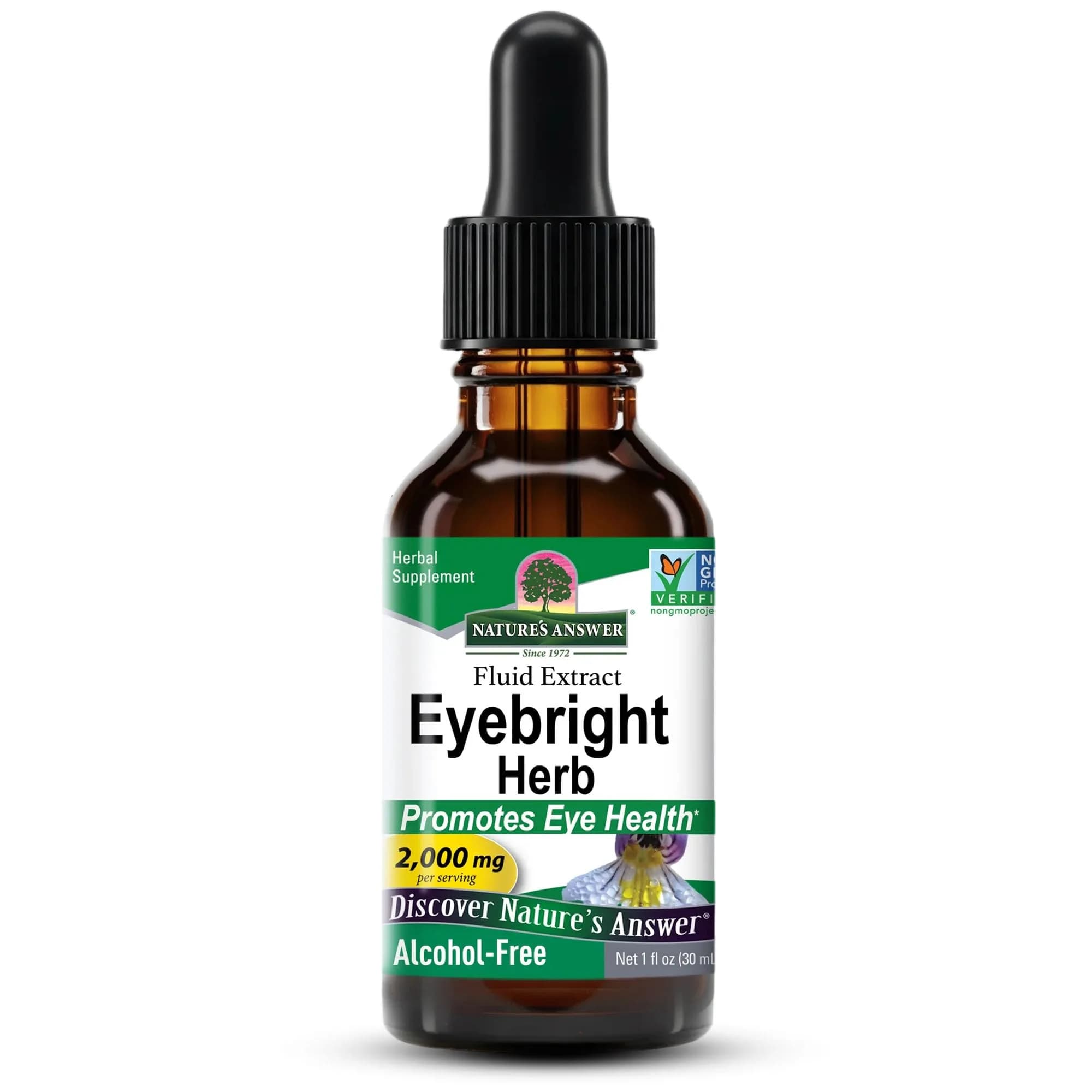 Nature's Answer Eyebright 2000 mg, 1 oz | Alcohol-Free Extract for Eye & Respiratory Support — Cranberry