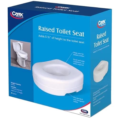 Carex Toilet Seat Riser Adds 5 Inches of Height | Elevated & Raised Toilet Seat with 300 lbs Capacity thumbnail 8