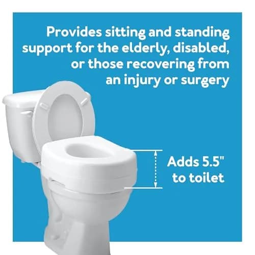 Carex Toilet Seat Riser Adds 5 Inches of Height | Elevated & Raised Toilet Seat with 300 lbs Capacity thumbnail 4