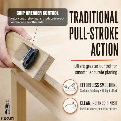 KAKURI Japanese Hand Plane 42mm (1.65") Woodworking Block Plane 15cm (5.9") | Pull Stroke for Smooth Finishes thumbnail 4