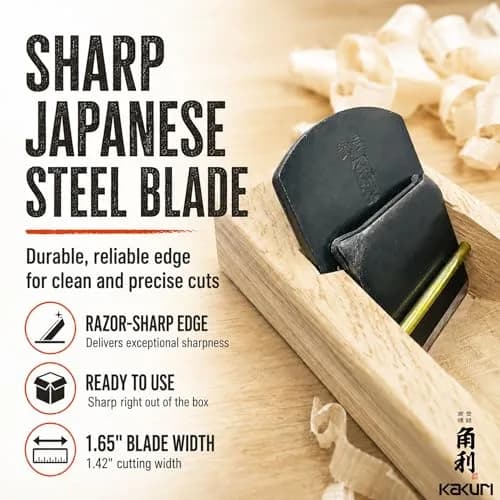 KAKURI Japanese Hand Plane 42mm (1.65") Woodworking Block Plane 15cm (5.9") | Pull Stroke for Smooth Finishes thumbnail 3